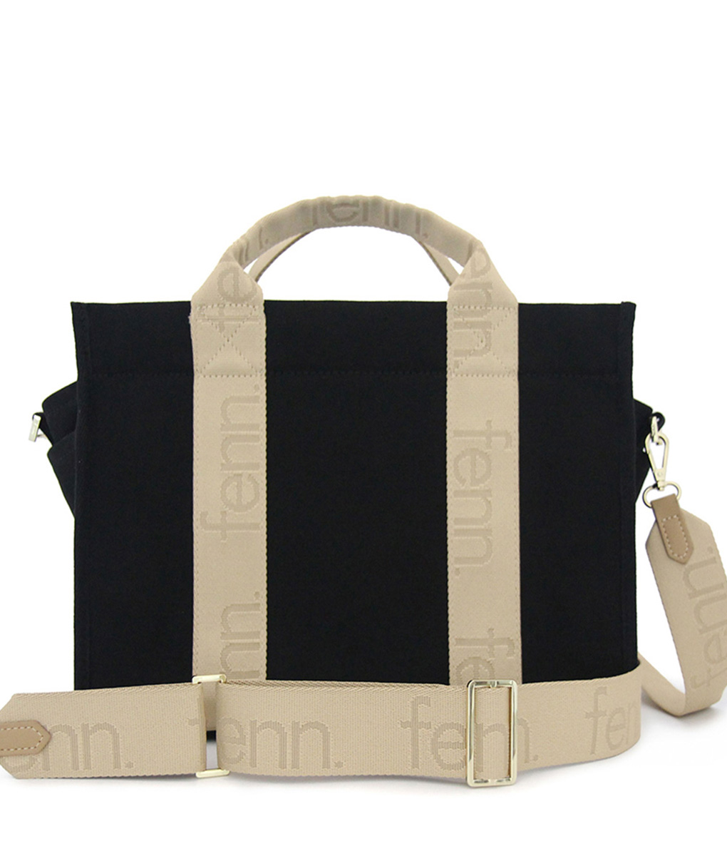 012-001-1- Black/ Toffee Canvas Bag that's made from quality thick canvas and with two outside pockets