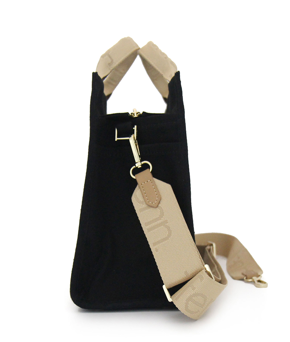 012-black-4 Black Canvas Bag that's made from quality thick canvas and with two outside pockets