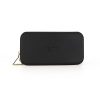 Black Wallet made from vinyl with a canvas interior, and has space for 8 cards