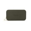 Black Wallet made from vinyl with a canvas interior, and has space for 8 cards