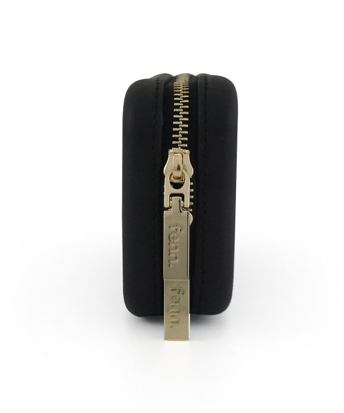 Black Wallet made from vinyl with a canvas interior, and has space for 8 cards