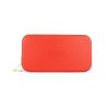 Tangerine Red Wallet made from vinyl with a canvas interior, and has space for 8 cards