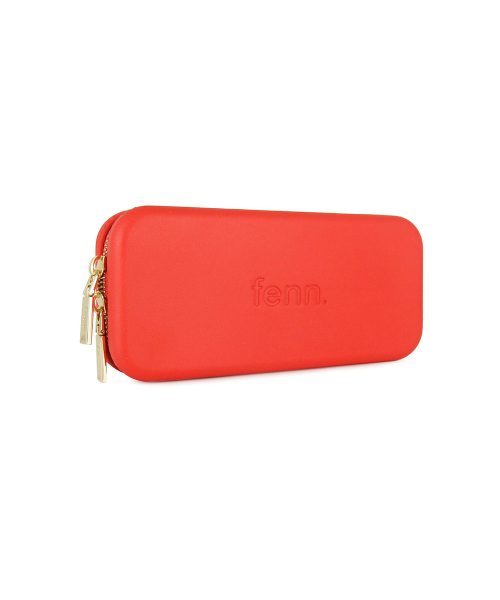 Tangerine Red Wallet made from vinyl with a canvas interior, and has space for 8 cards