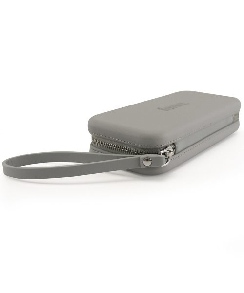 Grey Wallet made from vinyl with a canvas interior, and has space for 8 cards