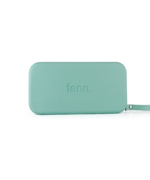 Turquoise Wallet made from vinyl with a canvas interior, and has space for 8 cards