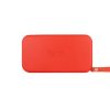 Tangerine Red Wallet made from vinyl with a canvas interior, and has space for 8 cards