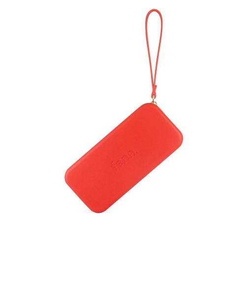 Tangerine Red Wallet made from vinyl with a canvas interior, and has space for 8 cards