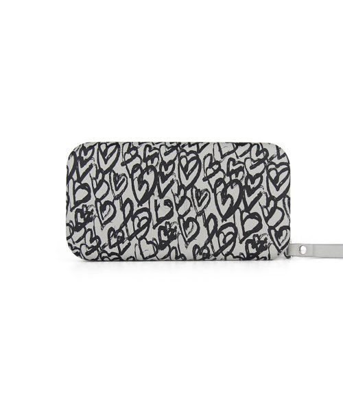 Grey Heart Wallet made from vinyl with a canvas interior, and has space for 8 cards