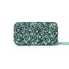 Turquoise Heart Wallet made from vinyl and has lined interior with canvas having space for 8 cards