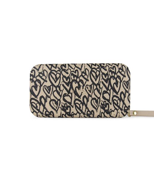 Sand Heart Wallet made from vinyl with a canvas interior, and has space for 8 cards