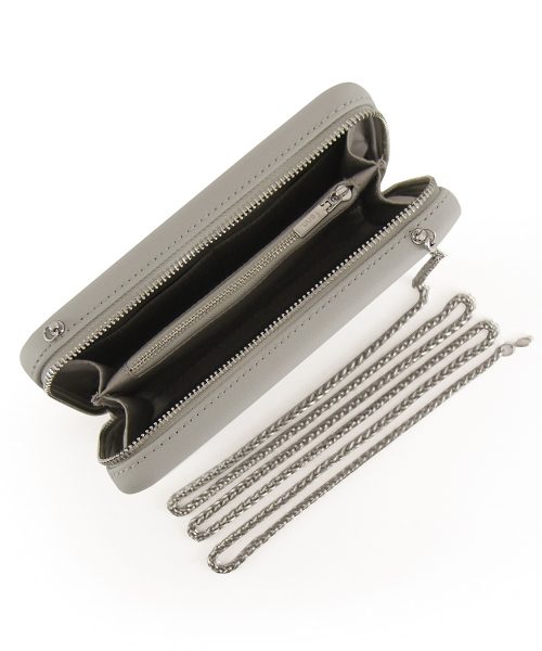 Grey Wallet made from vinyl with a canvas interior, and has space for 8 cards