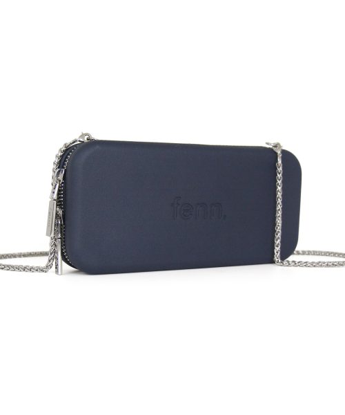 Navy Wallet made from vinyl with a canvas interior, and has space for 8 cards