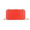 Tangerine Red Wallet made from vinyl with a canvas interior, and has space for 8 cards