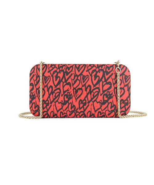 Tangerine Heart Wallet made from vinyl with a canvas interior, and has space for 8 cards