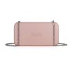 Pink Wallet made from vinyl with a canvas interior, and has space for 8 cards