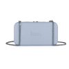 Powder Blue Wallet made from vinyl with a canvas interior, and has space for 8 cards