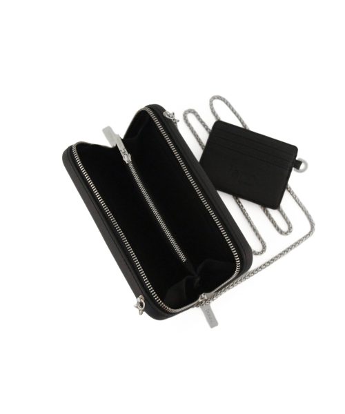 Black Wallet made from vinyl with a canvas interior, and has space for 8 cards