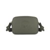 Army Green Sling Bag with an outside zip and inside pouch, it's water resistant and has an adjustable strap