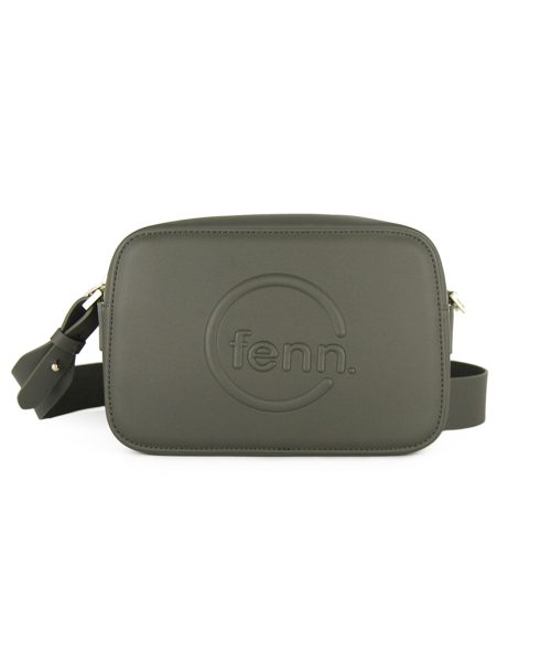 Army Green Sling Bag with an outside zip and inside pouch, it's water resistant and has an adjustable strap