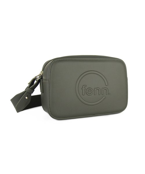Army Green Sling Bag with an outside zip and inside pouch, it's water resistant and has an adjustable strap