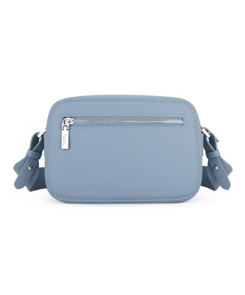 Mint Blue Sling Bag with an outside zip and inside pouch, it's water resistant and has an adjustable strap