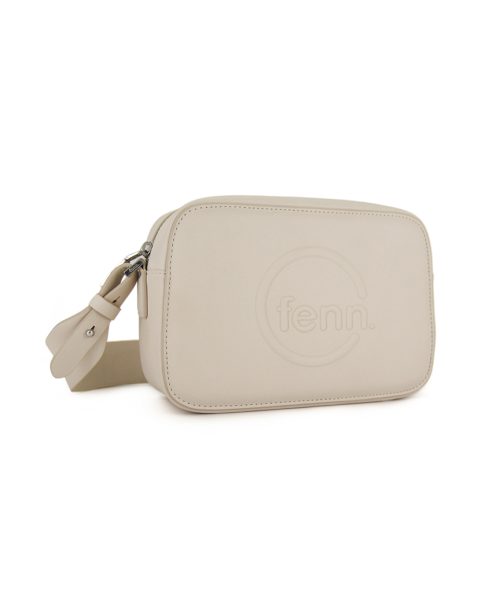 White Sling Bag with an outside zip and inside pouch, it's water resistant and has an adjustable strap