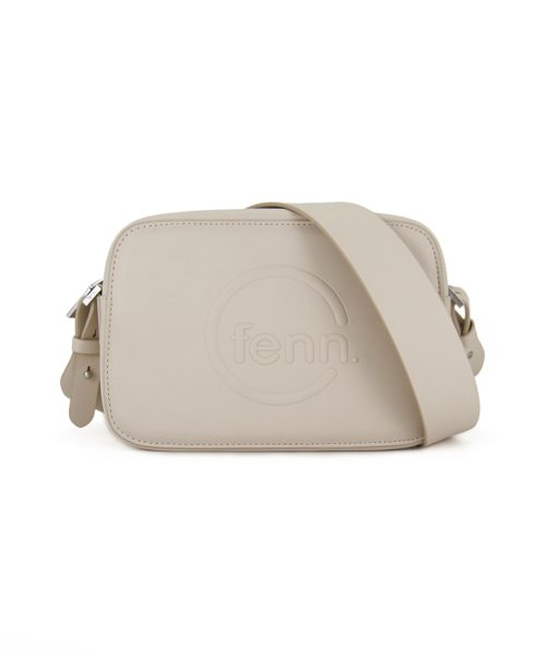 White Sling Bag with an outside zip and inside pouch, it's water resistant and has an adjustable strap