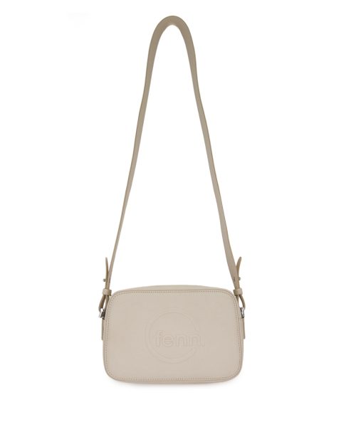 White Sling Bag with an outside zip and inside pouch, it's water resistant and has an adjustable strap