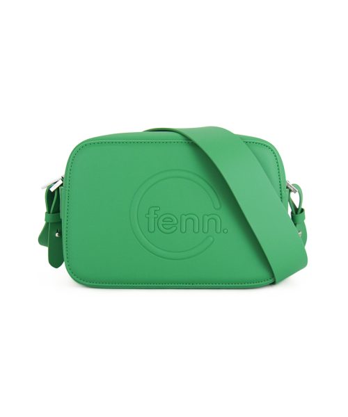Green Sling Bag with an outside zip and inside pouch, it's water resistant and has an adjustable strap