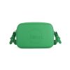 Green Sling Bag with an outside zip and inside pouch, it's water resistant and has an adjustable strap