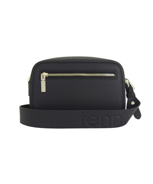 Black Sling Bag with an outside zip and inside pouch, it's water resistant and has an adjustable strap