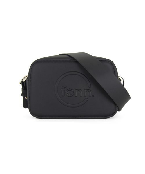 Black Sling Bag with an outside zip and inside pouch, it's water resistant and has an adjustable strap