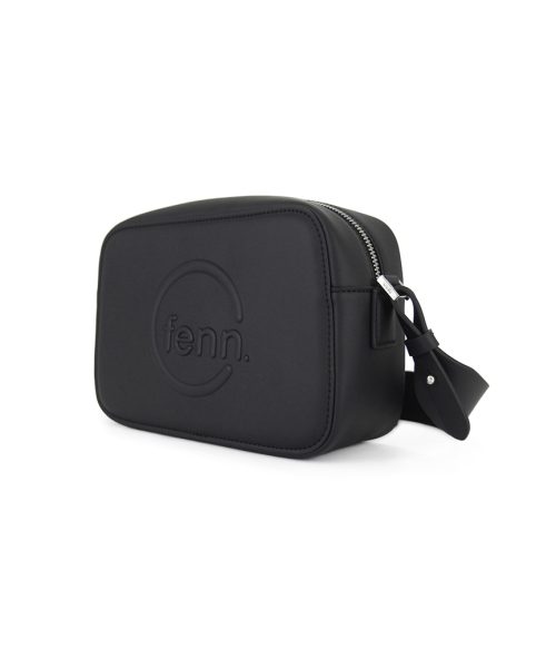 Black Sling Bag with an outside zip and inside pouch, it's water resistant and has an adjustable strap