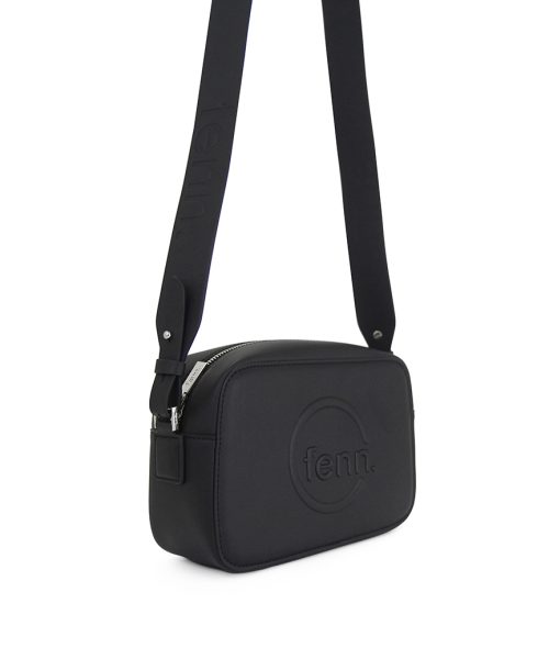 Black Sling Bag with an outside zip and inside pouch, it's water resistant and has an adjustable strap
