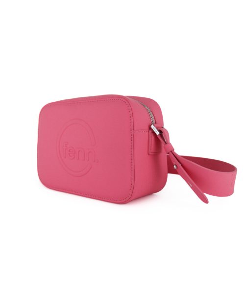 Cerise Sling Bag with an outside zip and inside pouch, it's water resistant and has an adjustable strap