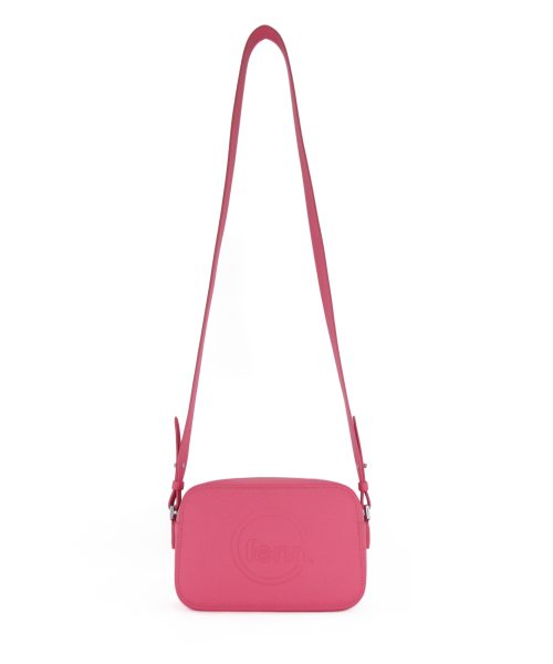 Cerise Sling Bag with an outside zip and inside pouch, it's water resistant and has an adjustable strap