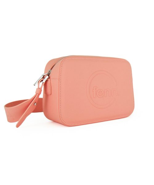 Salmon Sling Bag with an outside zip and inside pouch, it's water resistant and has an adjustable strap