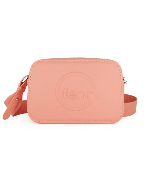 Salmon Sling Bag with an outside zip and inside pouch, it's water resistant and has an adjustable strap