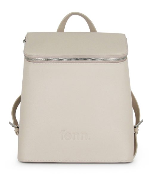 Oatmeal Backpack with an inside sleeve, soft vegan leather and adjustable straps