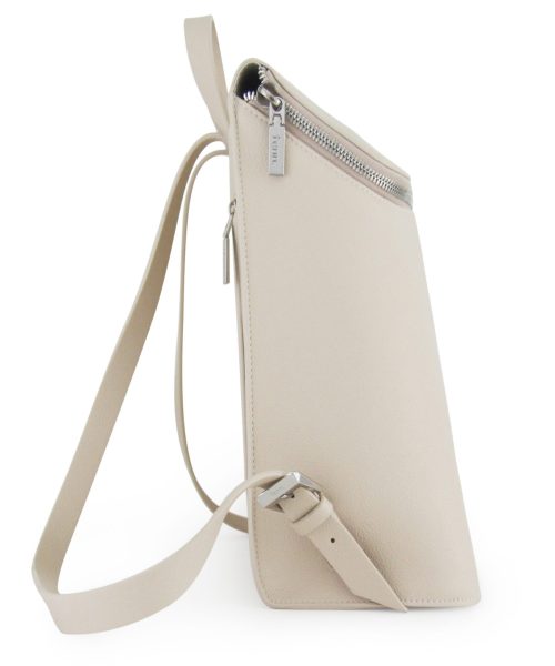 Oatmeal Backpack with an inside sleeve, soft vegan leather and adjustable straps
