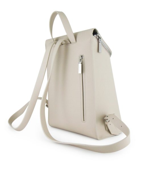 Oatmeal Backpack with an inside sleeve, soft vegan leather and adjustable straps
