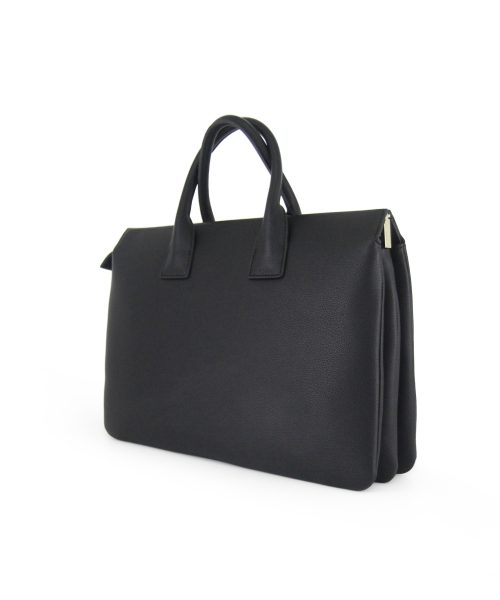 Black Laptop Bag with 3 compartments, soft vegan leather and adjustable straps