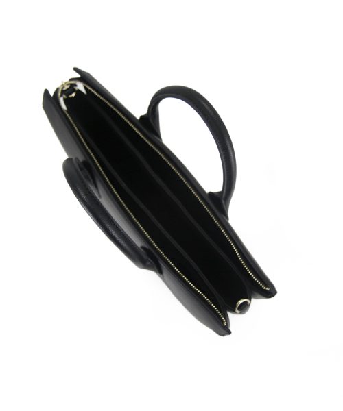 Black Laptop Bag with 3 compartments, soft vegan leather and adjustable straps