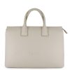 Oatmeal Laptop Bag with 3 compartments, soft vegan leather and adjustable straps