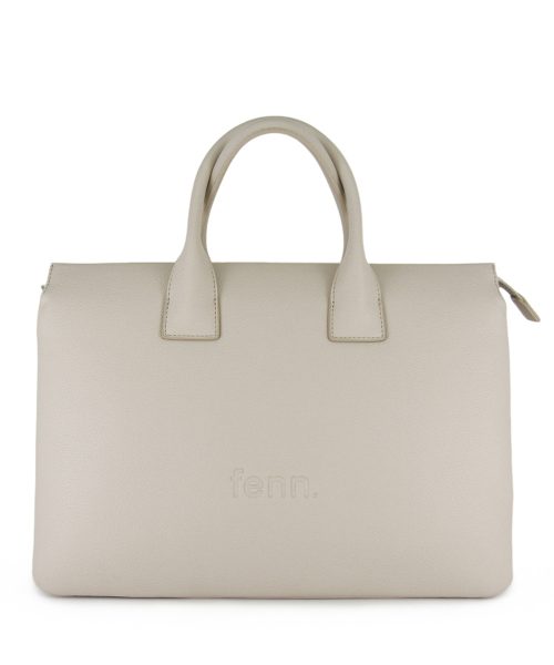 Oatmeal Laptop Bag with 3 compartments, soft vegan leather and adjustable straps
