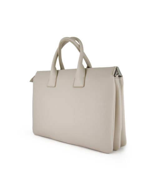 Oatmeal Laptop Bag with 3 compartments, soft vegan leather and adjustable straps