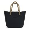 This Black Tote Bag features a stunning vinyl exterior that exudes sophistication while the handles and inners are interchangeable