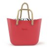 This Red Tote Bag features a stunning vinyl exterior that exudes sophistication while the handles and inners are interchangeable