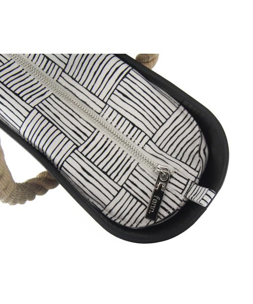 This Black Tote Bag features a stunning vinyl exterior that exudes sophistication while the handles and inners are interchangeable