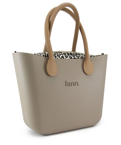 This Stone Tote Bag features a stunning vinyl exterior that exudes sophistication while the handles and inners are interchangeable